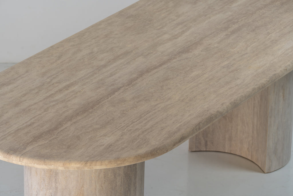 Aurelio Travertine Dining Table Detailed Top Texture View 3