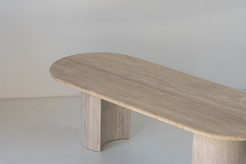 Aurelio Travertine Dining Table Detailed Top Texture View 5
