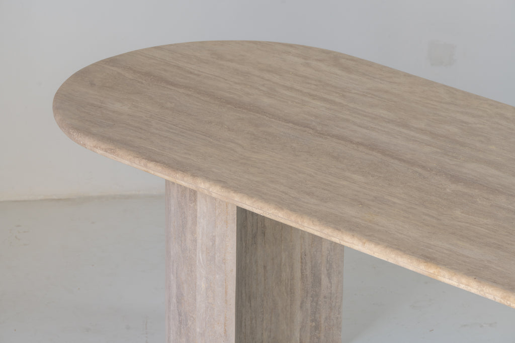 Aurelio Travertine Dining Table Detailed Top Texture View 6