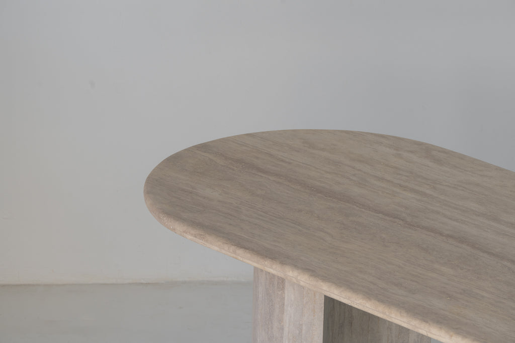 Aurelio Travertine Dining Table Detailed Top Texture View 8