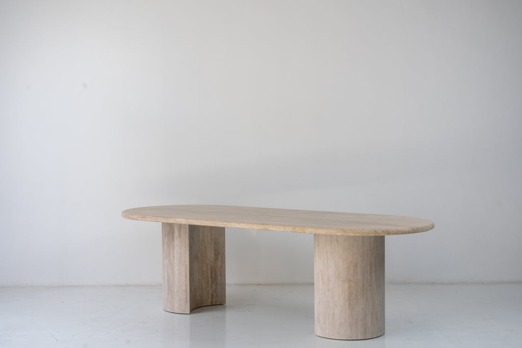 Aurelio Travertine Dining Table Perspective View 1