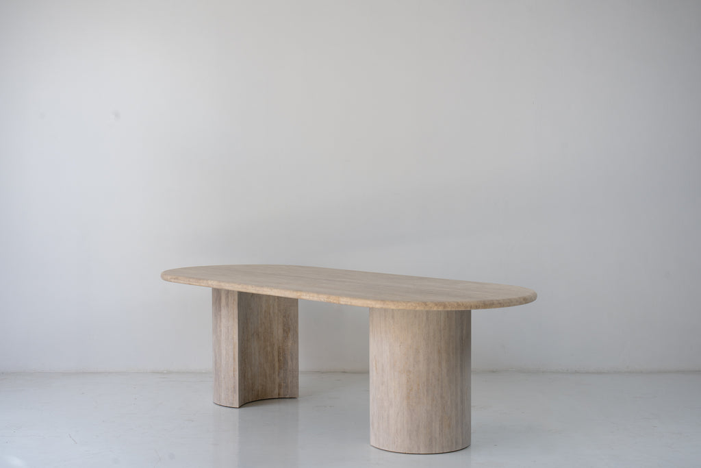 Aurelio Travertine Dining Table Perspective View 2