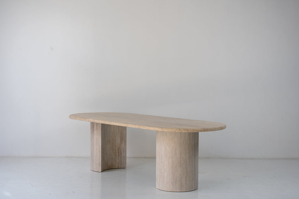 Aurelio Travertine Dining Table Perspective View 3