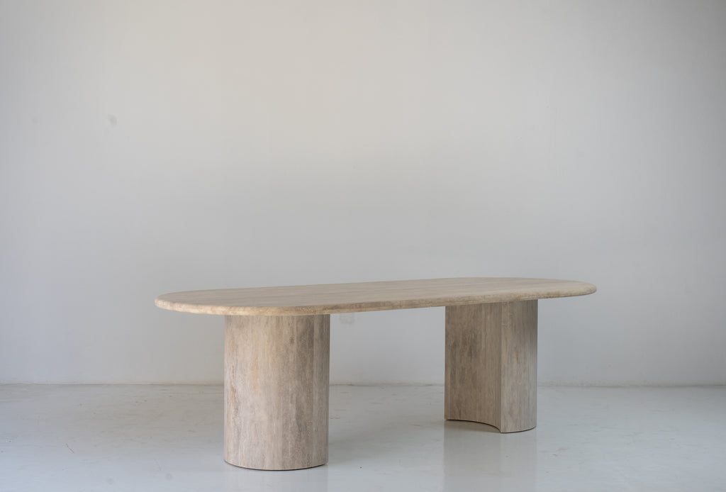 Aurelio Travertine Dining Table Perspective View 6