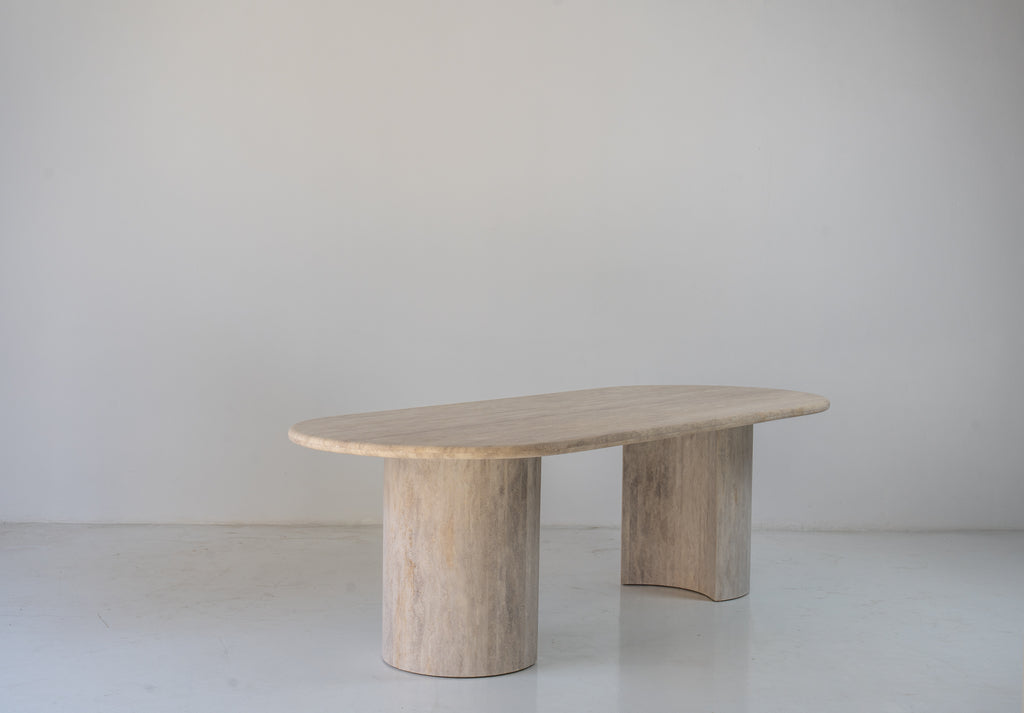 Aurelio Travertine Dining Table Perspective View 7