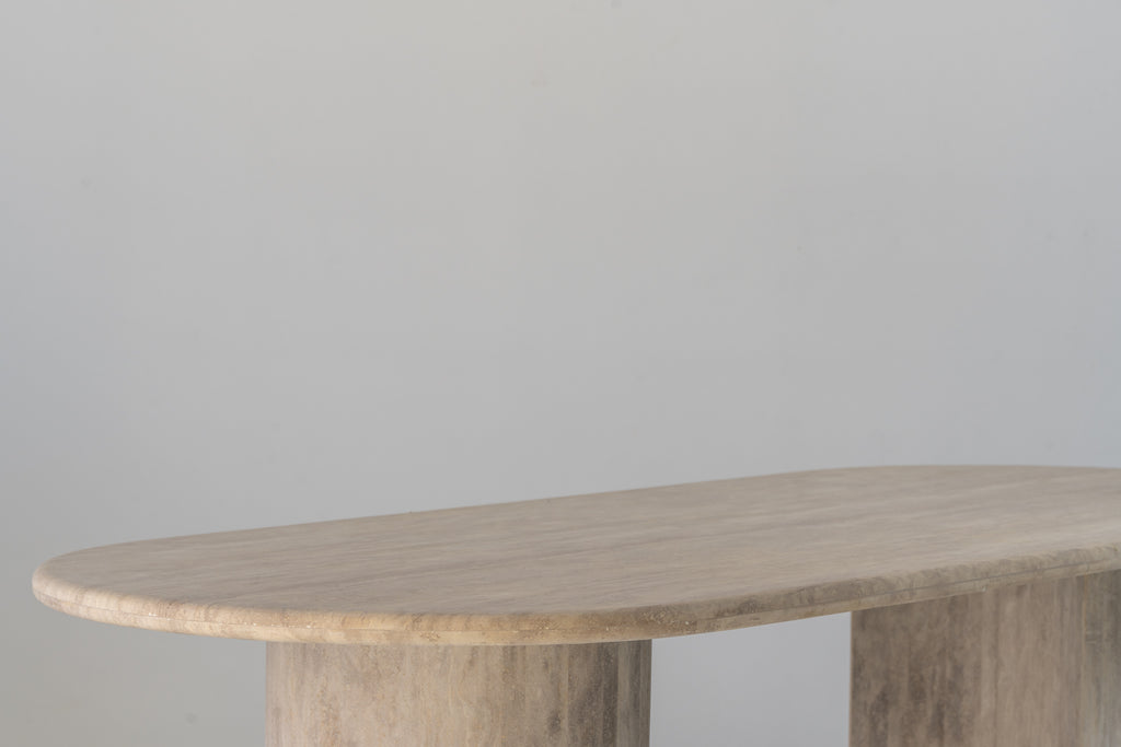 Aurelio Travertine Dining Table Perspective View 8