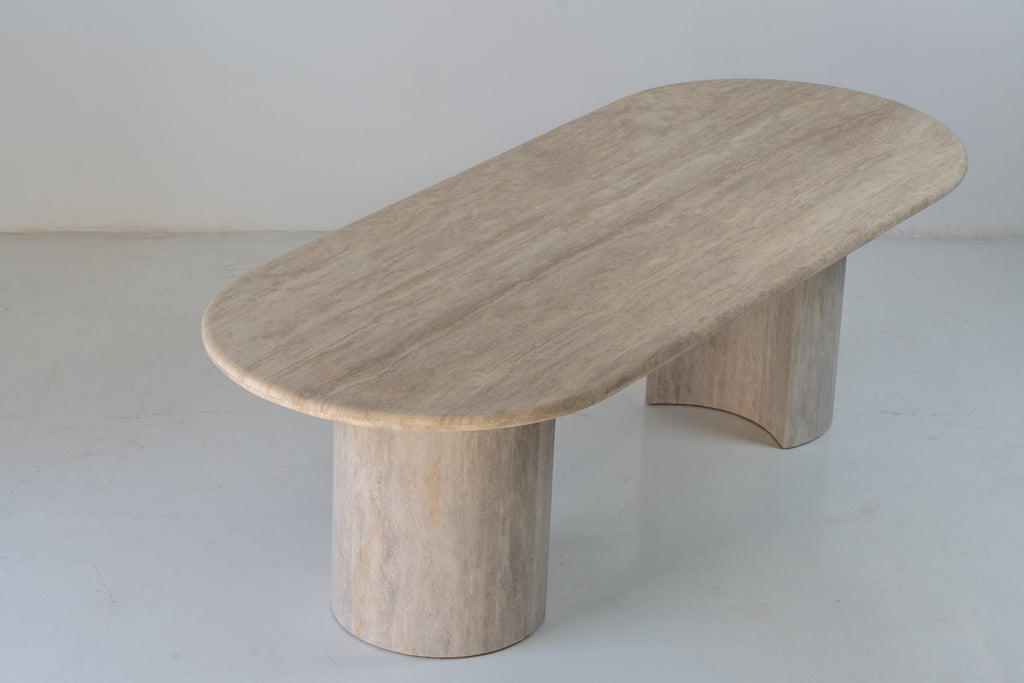 Aurelio Travertine Dining Table Perspective View 9