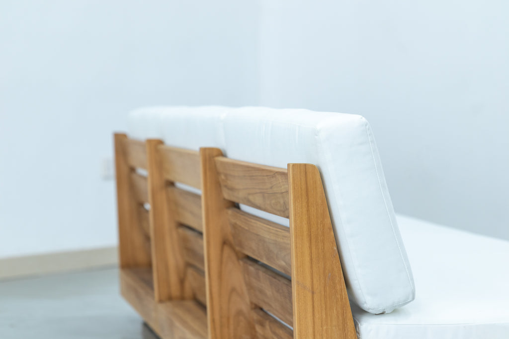Austin 3 Seater Teak Sofa Back view