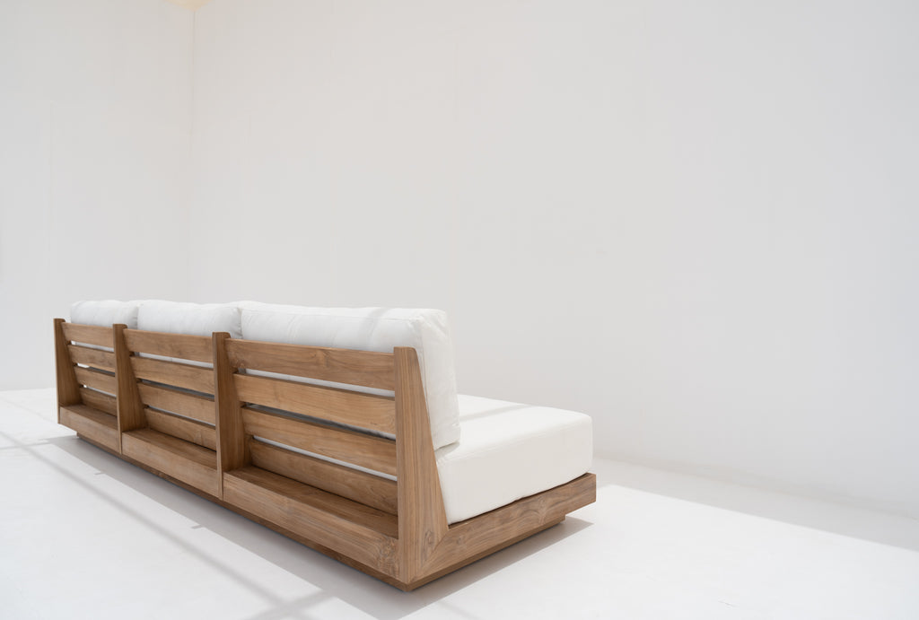 Austin 3 Seater Teak Sofa Back view