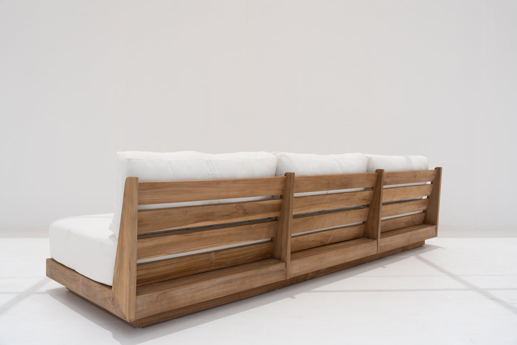 Austin 3 Seater Teak Sofa Back view