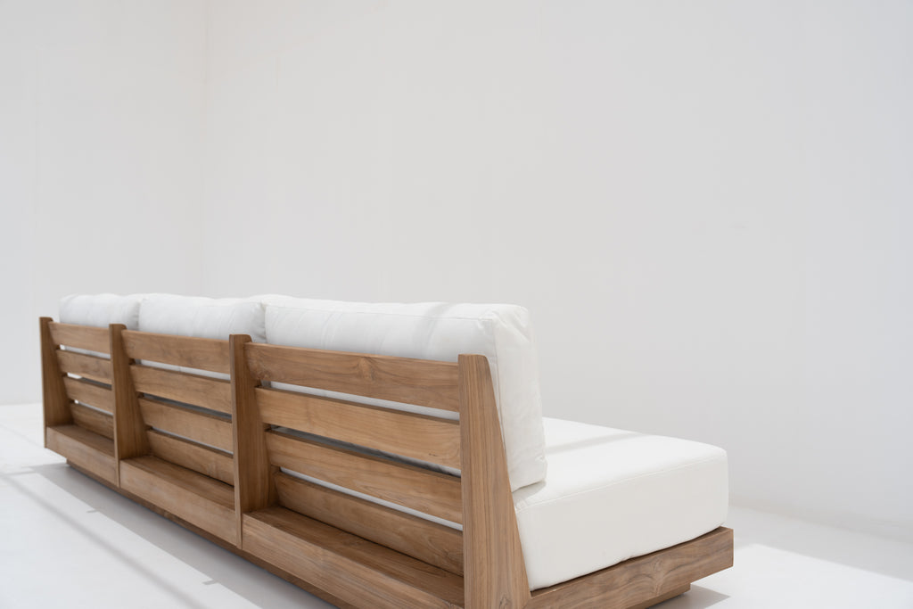 Austin 3 Seater Teak Sofa Back view
