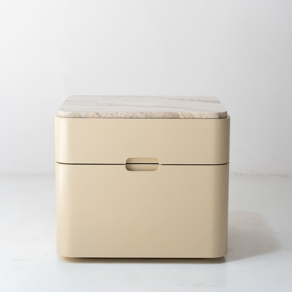 Avena Travertine Bedside Table Front View 1