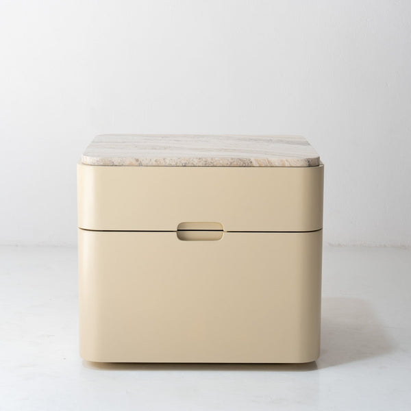 Avena Travertine Bedside Table Front View 1
