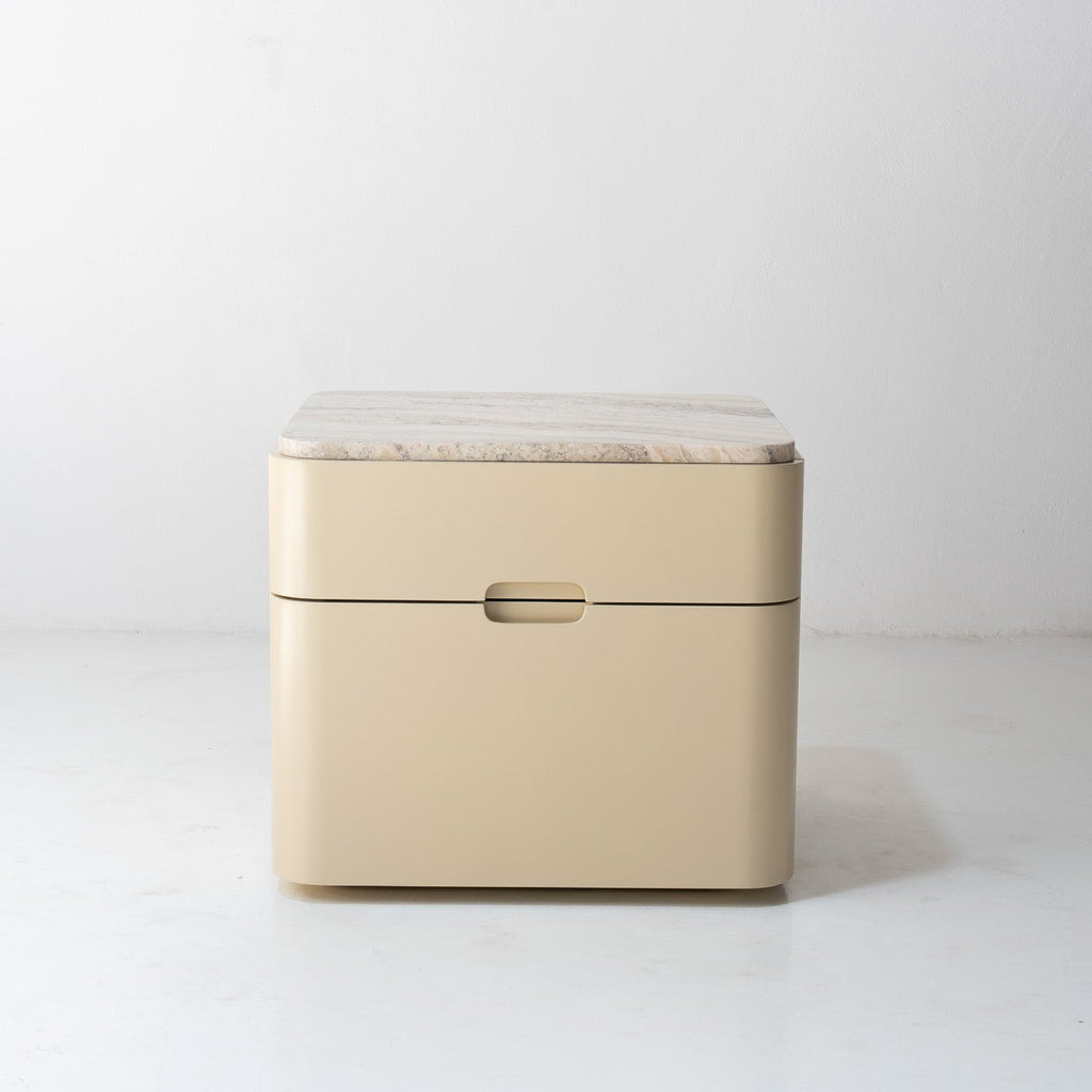 Avena Travertine Bedside Table Front View 2