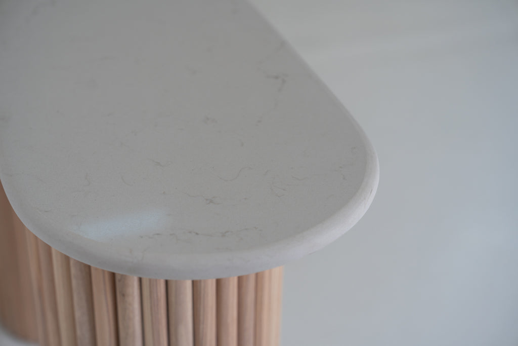 Bavaria Oval Marble Console Table Top Detailed Texture View 1