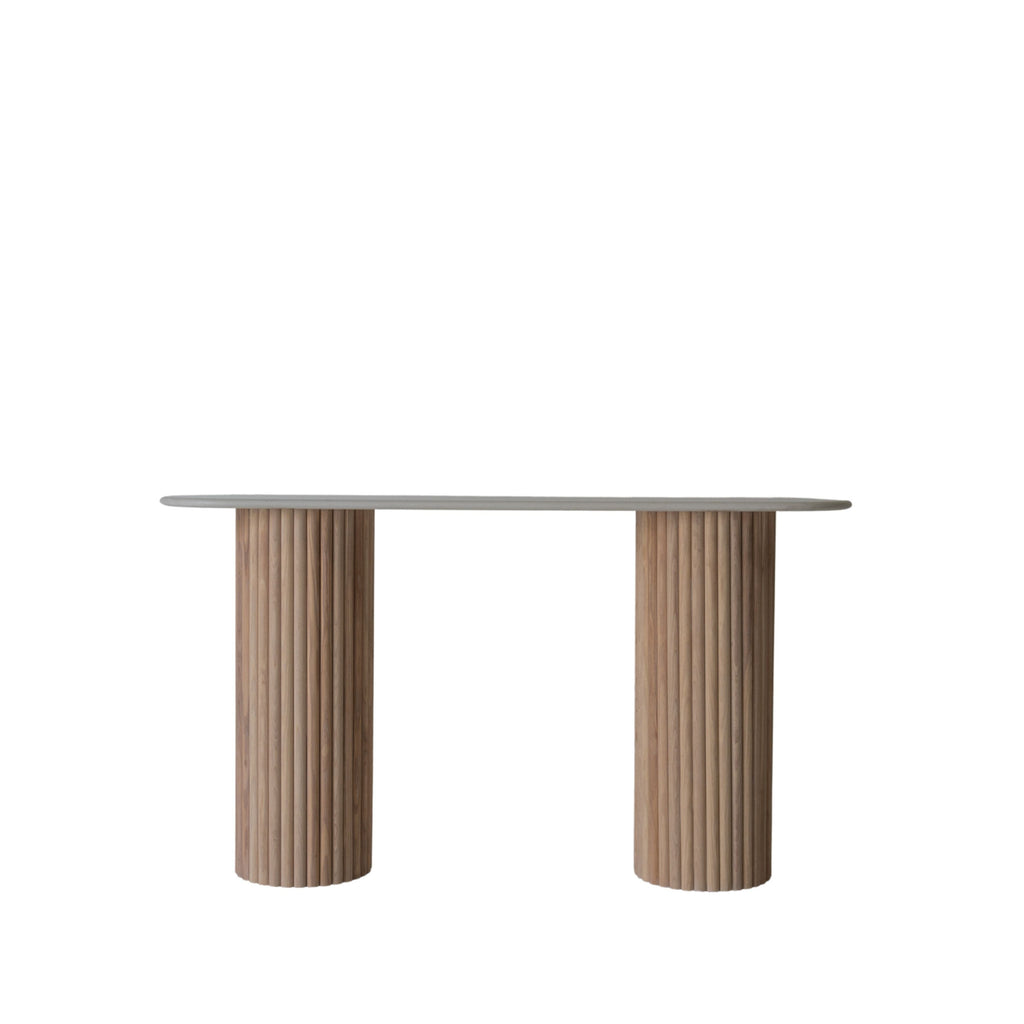 Bavaria Oval Marble Console Table White Background View