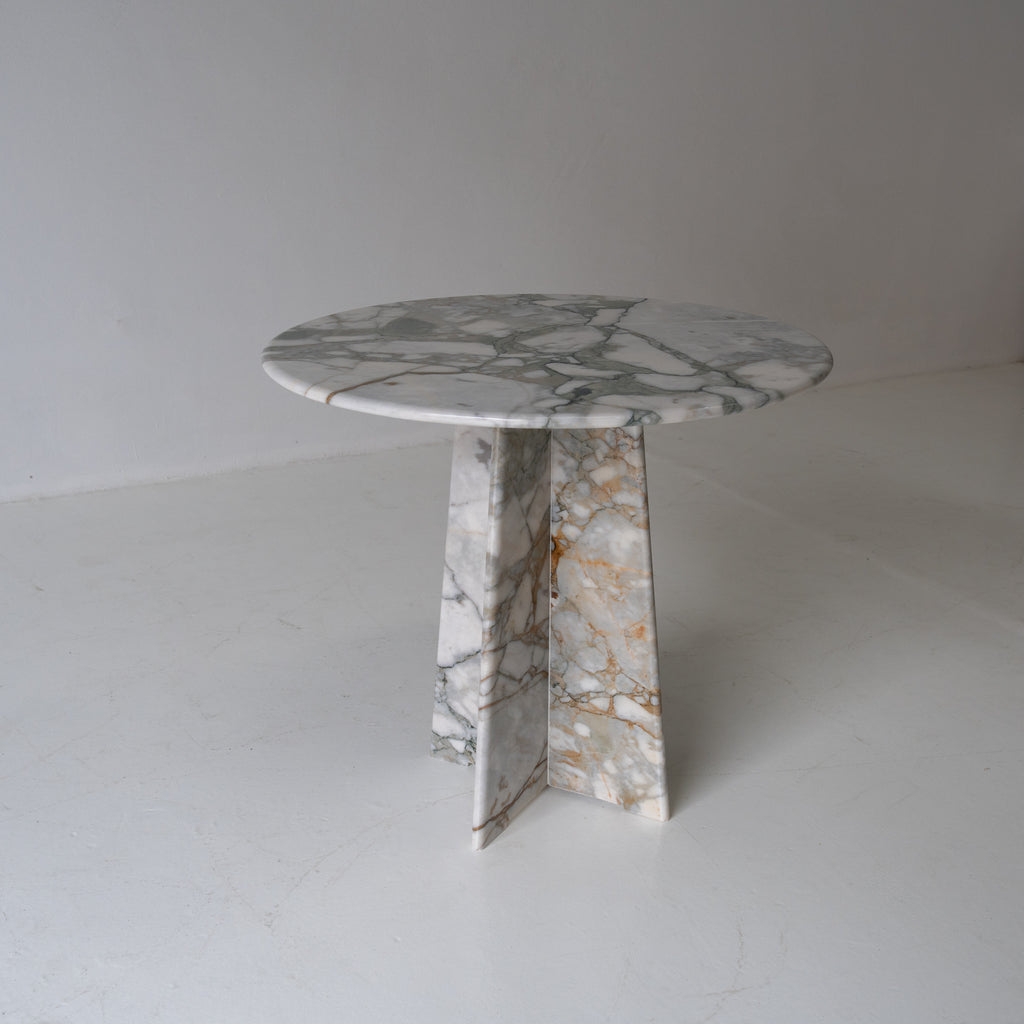 Belgravia Pedestal Marble Table Front Perspective View 1