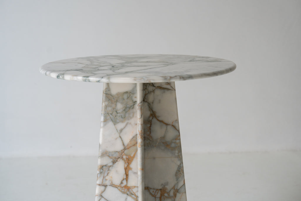 Belgravia Pedestal Marble Table Front Perspective View 2