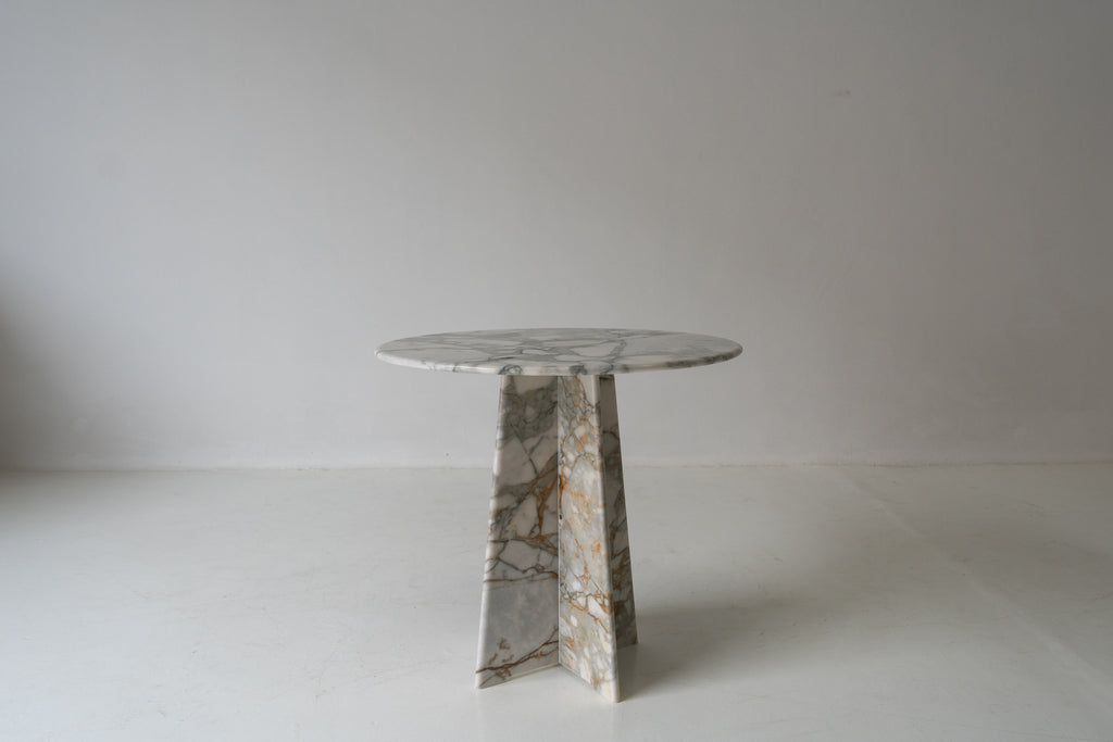 Belgravia Pedestal Marble Table Front Perspective View 3
