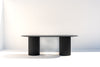 Black Marquina Oval Marble Dining Table Front Perspective View 2