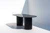 Black Marquina Oval Marble Dining Table Perspective View 1