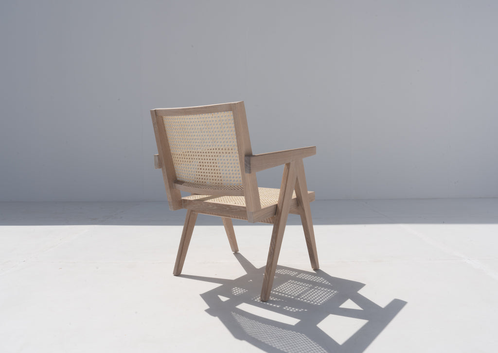 Bombay Cane Dining Chair - Whitewashed Oak Back view