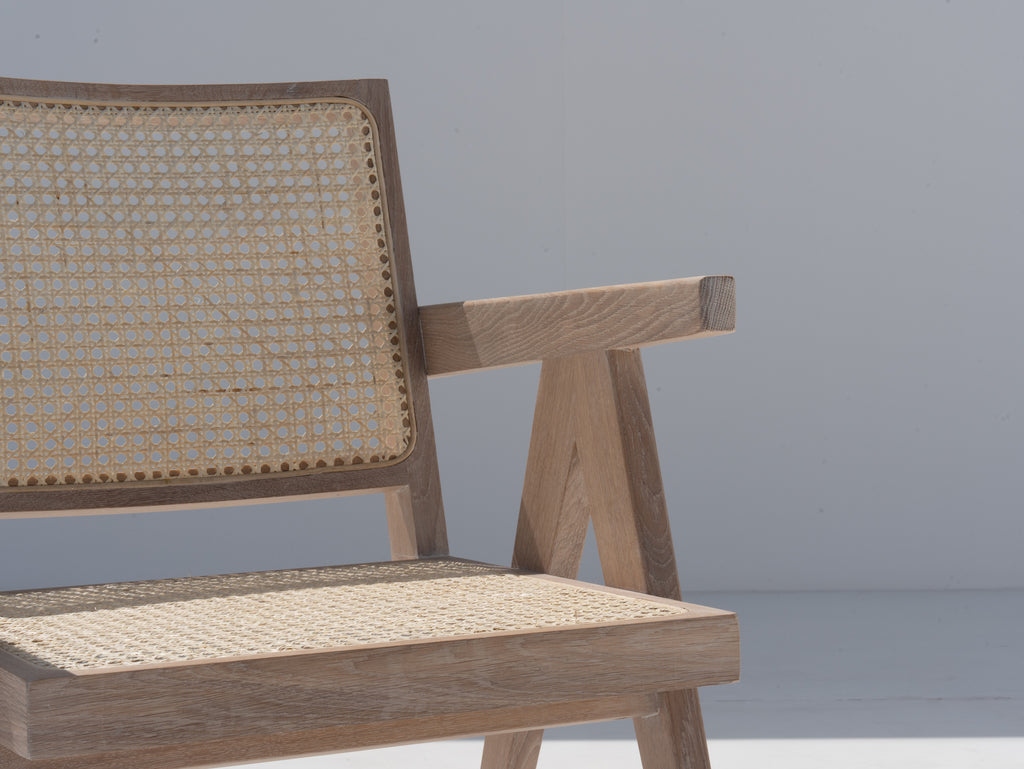 Bombay Cane Dining Chair - Whitewashed Oak Side view