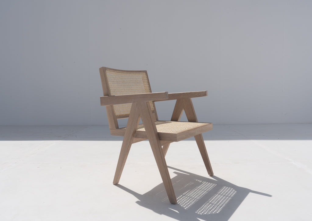 Bombay Cane Dining Chair - Whitewashed Oak Side view 3