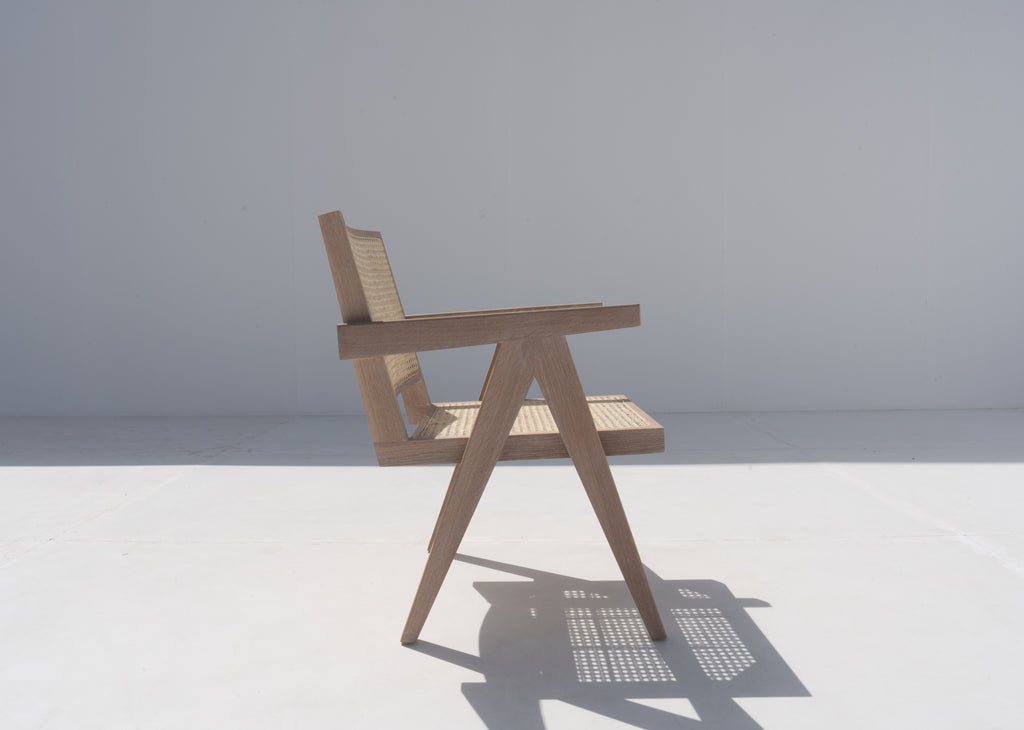 Bombay Cane Dining Chair - Whitewashed Oak Side view 4