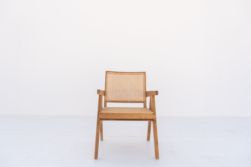 Bombay Teak & Cane Chair Front view