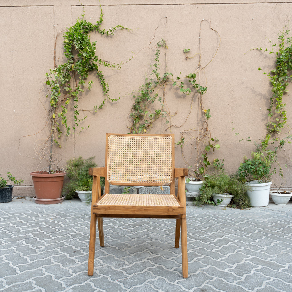Bombay Teak & Cane Chair Front view 2