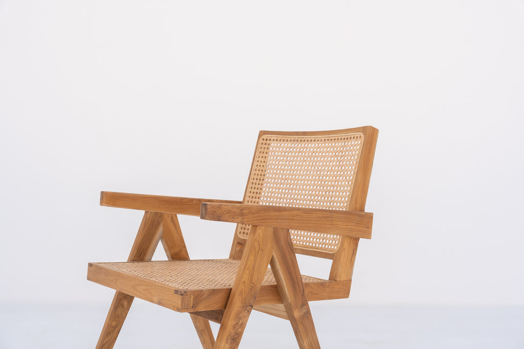 Bombay Teak & Cane Chair Side view 2