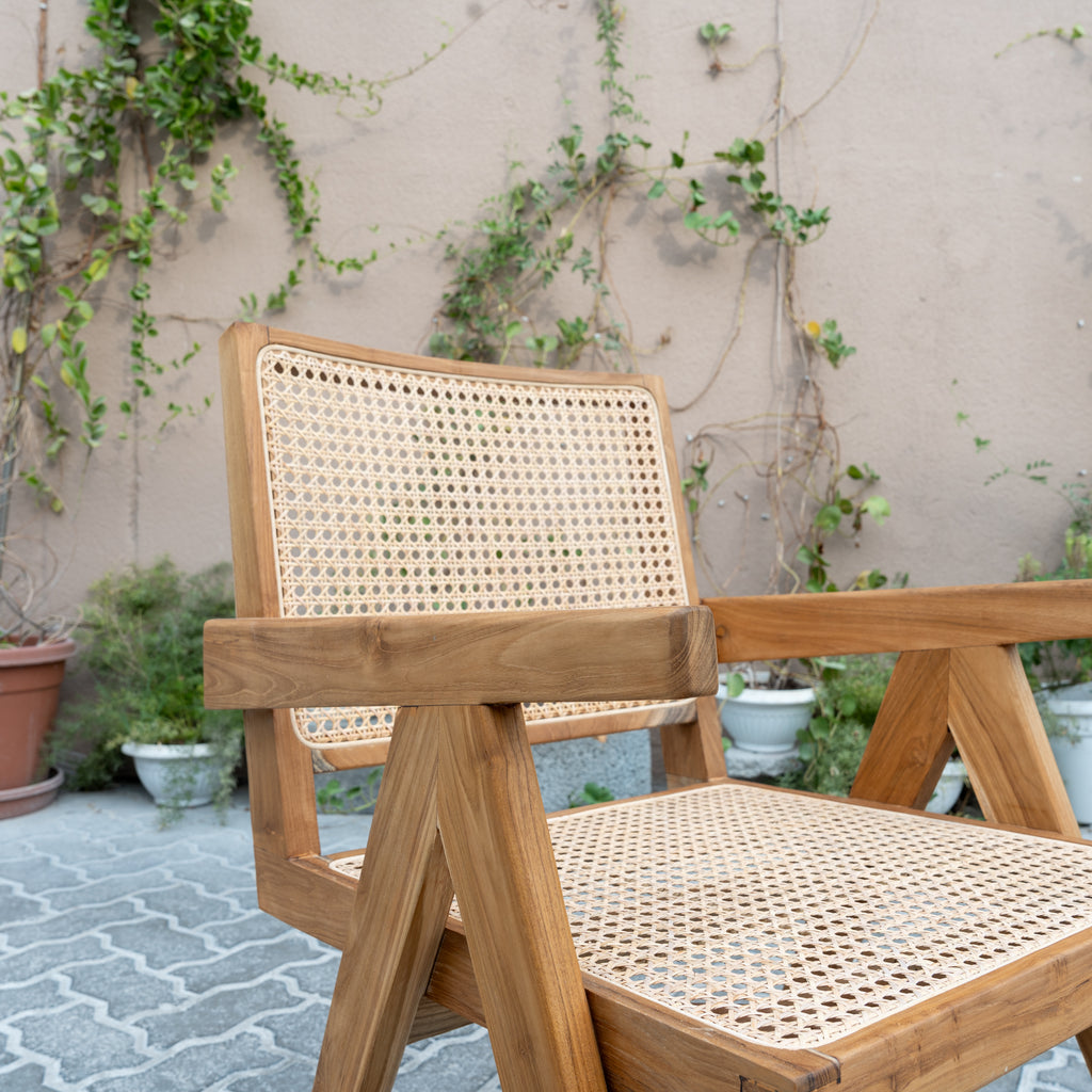 Bombay Teak & Cane Chair Side view 4