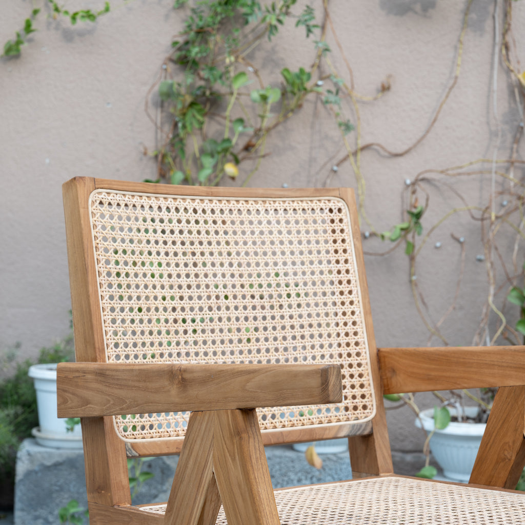 Bombay Teak & Cane Chair Side view 5