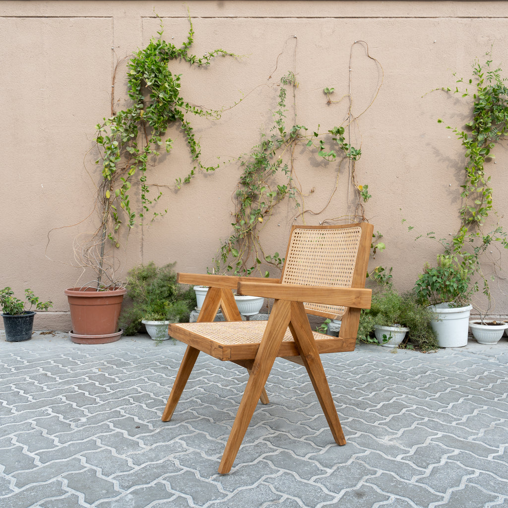 Bombay Teak & Cane Chair Side view 7