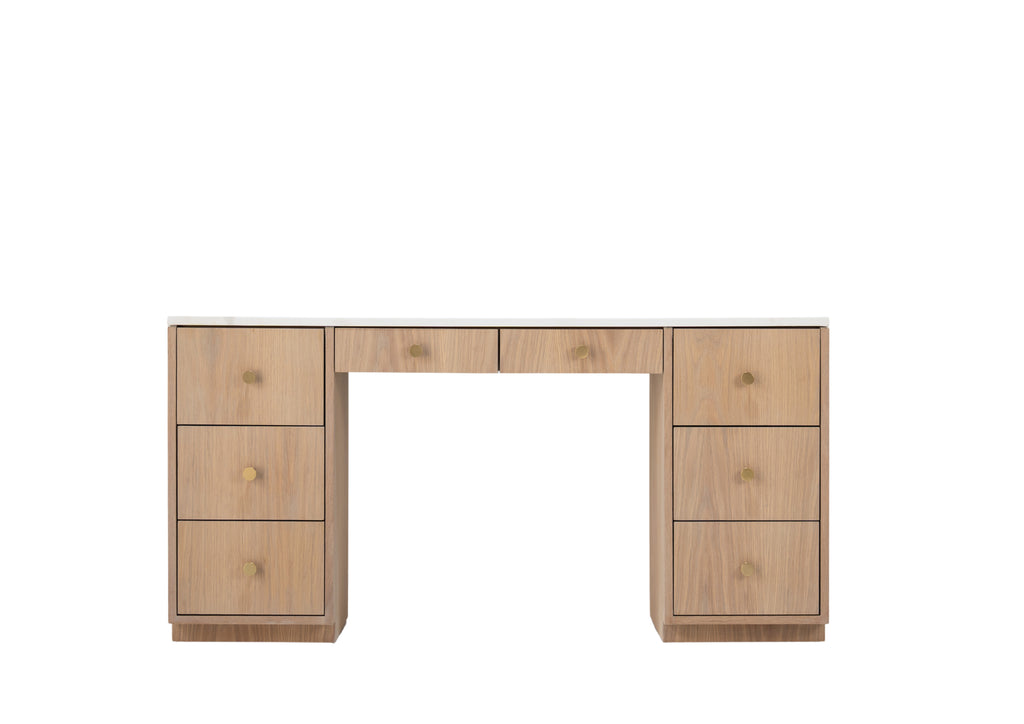 Bromley Oak Marble Top Dressing Table White Background View 2