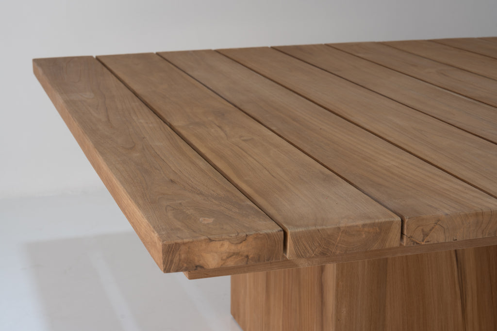 Cala Teak Pedestal Dining Table Front View 6