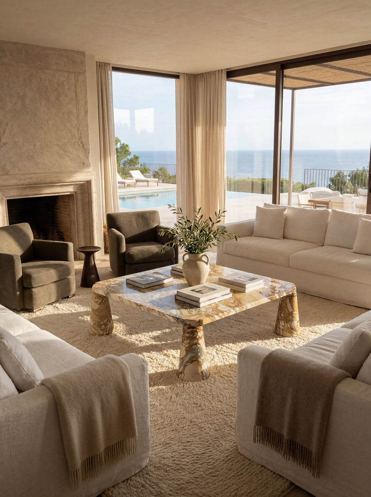 Calacatta Gold Marble Coffee Table Indoor View 2