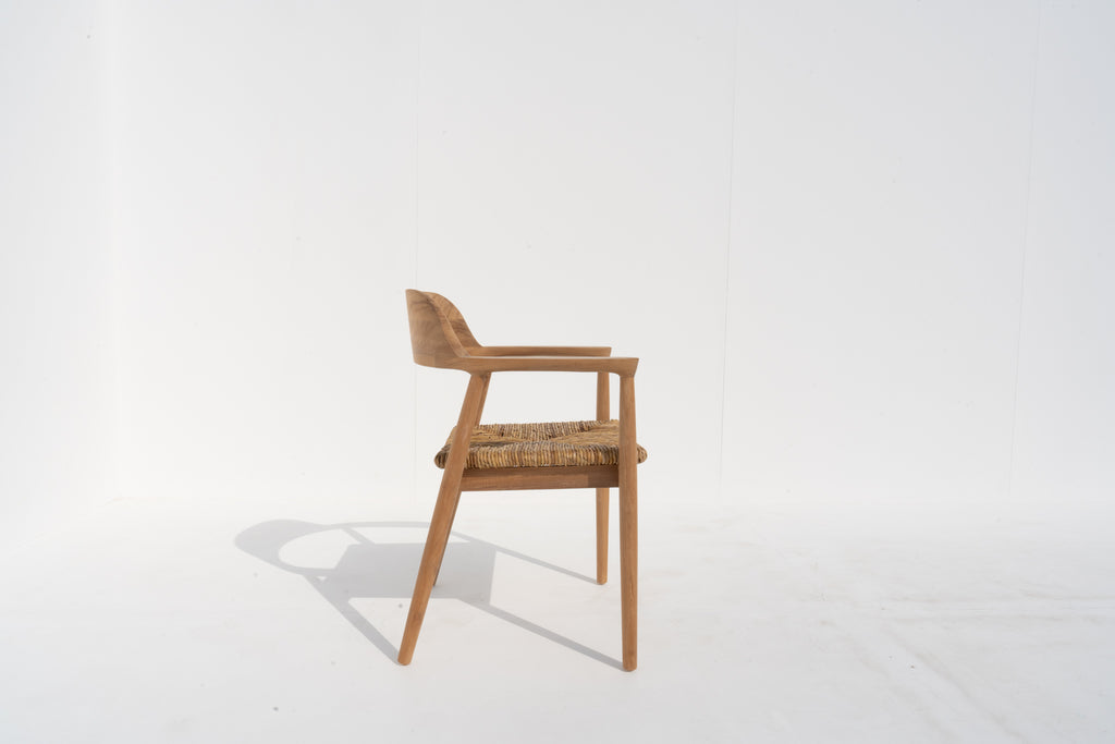 California Woven Teak Dining Chair Side view 2