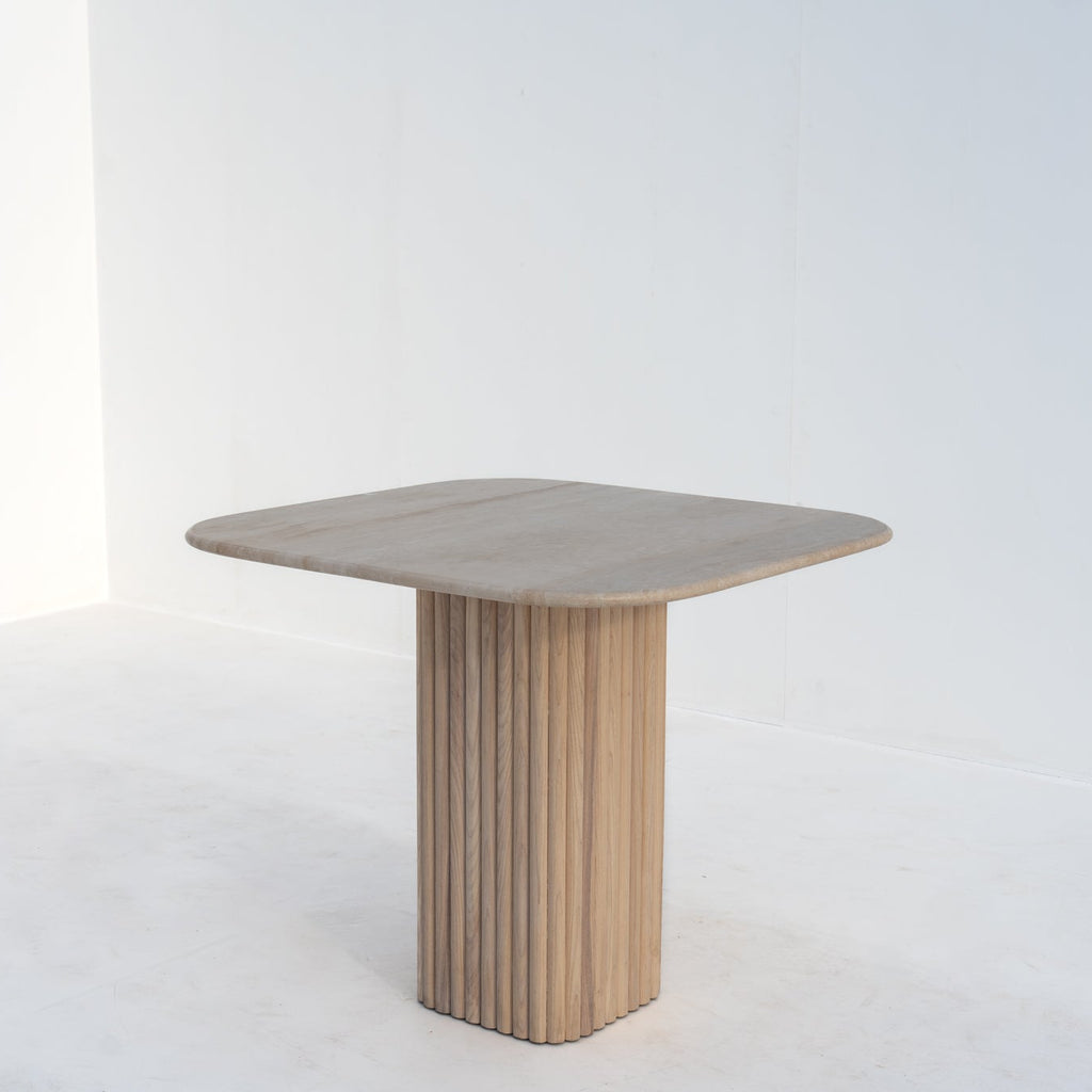 Calista Travertine Dining Table Perspective View 1