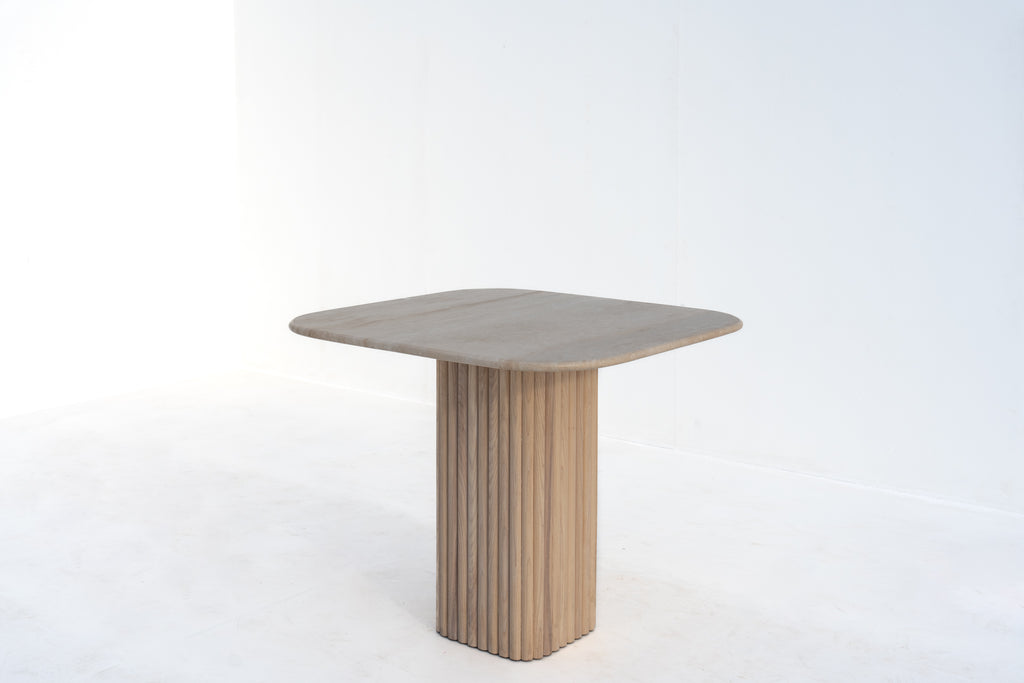 Calista Travertine Dining Table Perspective View 2