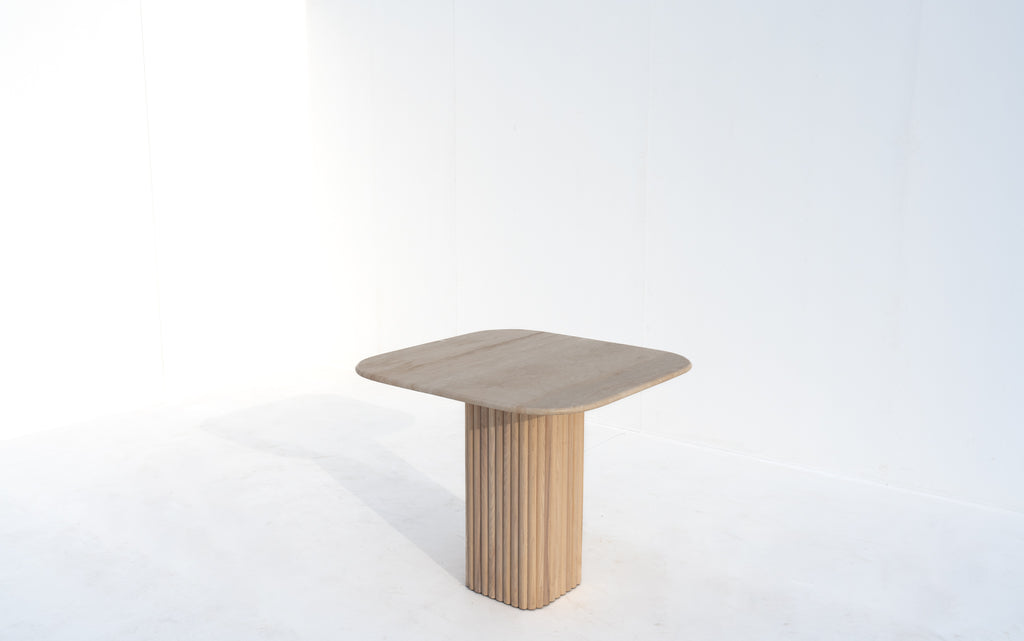 Calista Travertine Dining Table Perspective View 3