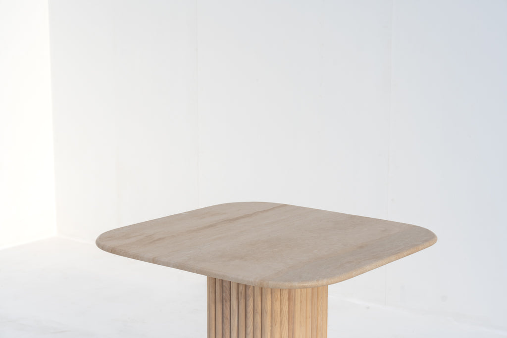 Calista Travertine Dining Table Perspective View 4