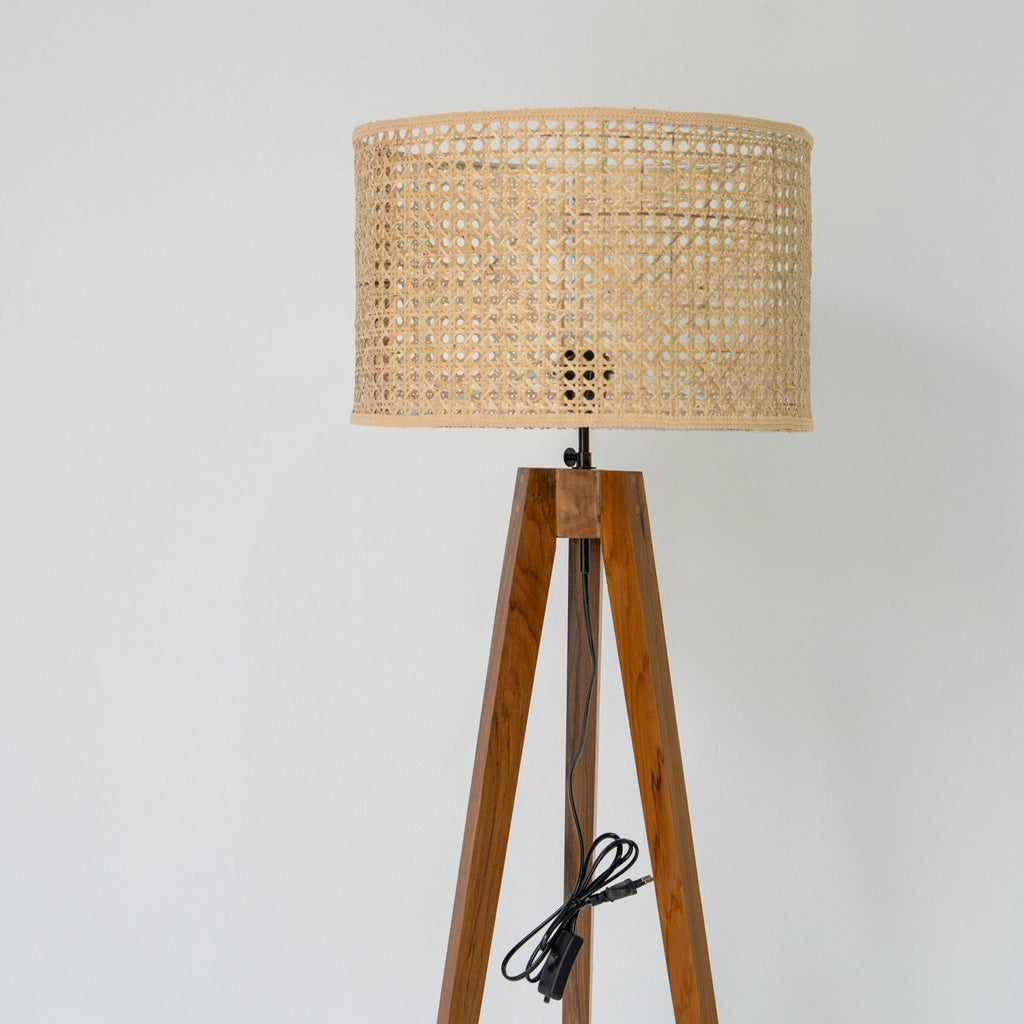 Cape Rattan Shade Floor Lamp Front Perspective View 1