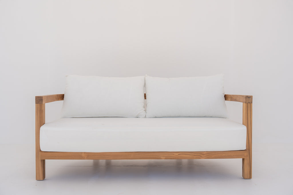 Capri Teak 2 Seater Sofa Front View 2