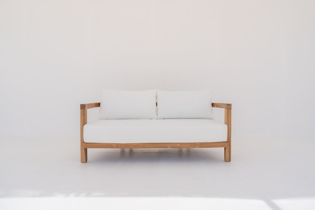Capri Teak 2 Seater Sofa Front View 3
