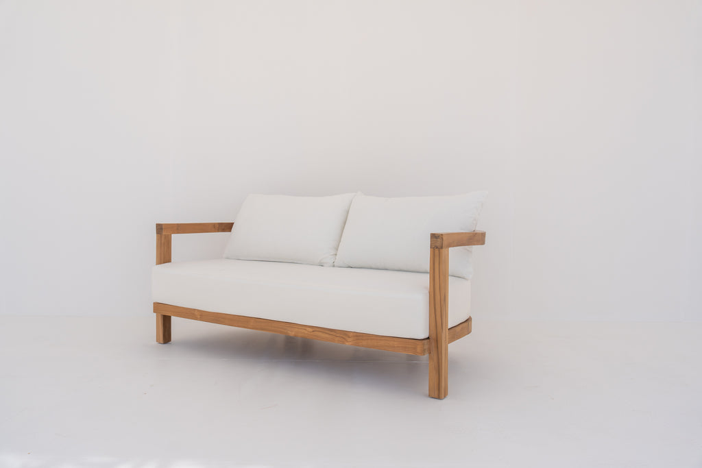 Capri Teak 2 Seater Sofa Perspective View 2