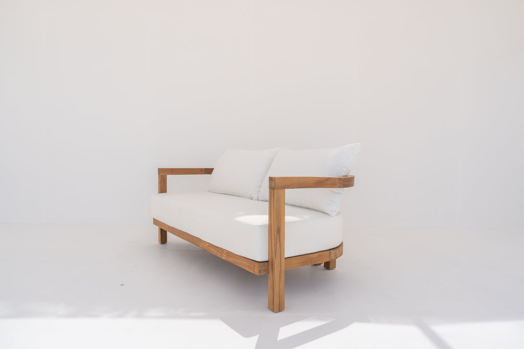 Capri Teak 2 Seater Sofa Perspective View 3