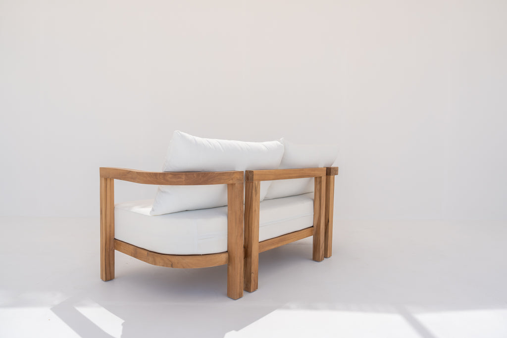 Capri Teak 2 Seater Sofa Rear View 1