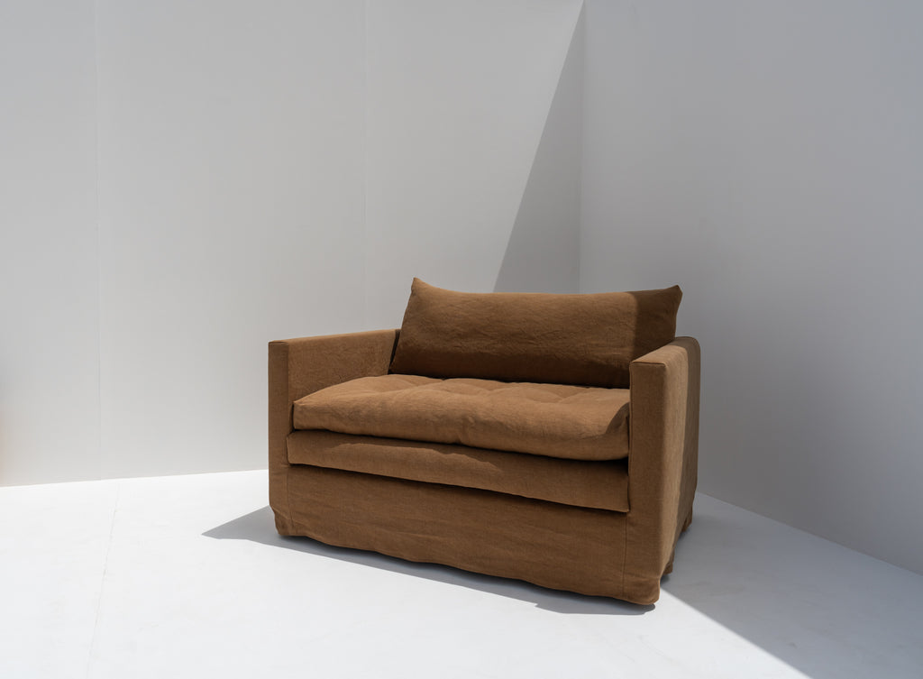 Carmel Linen Lounge Chair Side view